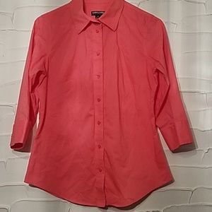 3/4 sleeve coral button up shirt